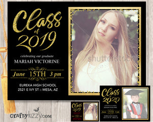 Class of 2019 Graduation Invitation - High School Grad - College Graduation - Black And Gold - Red And Gold - Invitations - CraftyKizzy