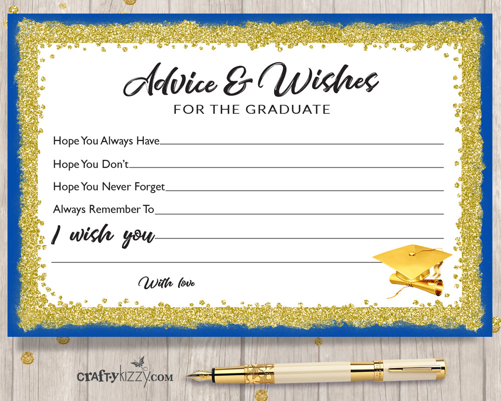 High School College Grad Blue and Gold Graduation Advice Cards - DIY CraftyKizzy High School College Grad Blue and Gold Graduation Advice Cards - DIY CraftyKizzy