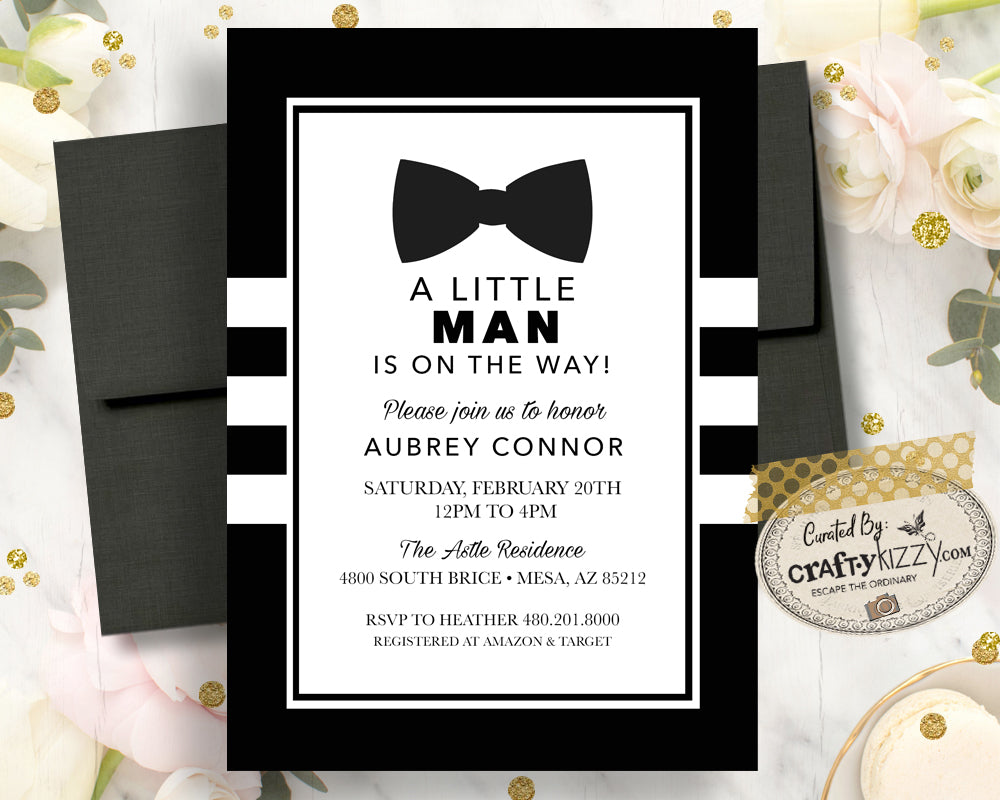 little man baby shower invitation