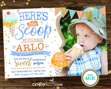 Boy Ice Cream Party Invitations - Ice Cream First Birthday Invitation - Two Scoops Second Birthday Invitation - Heres The Scoop - CraftyKizzy