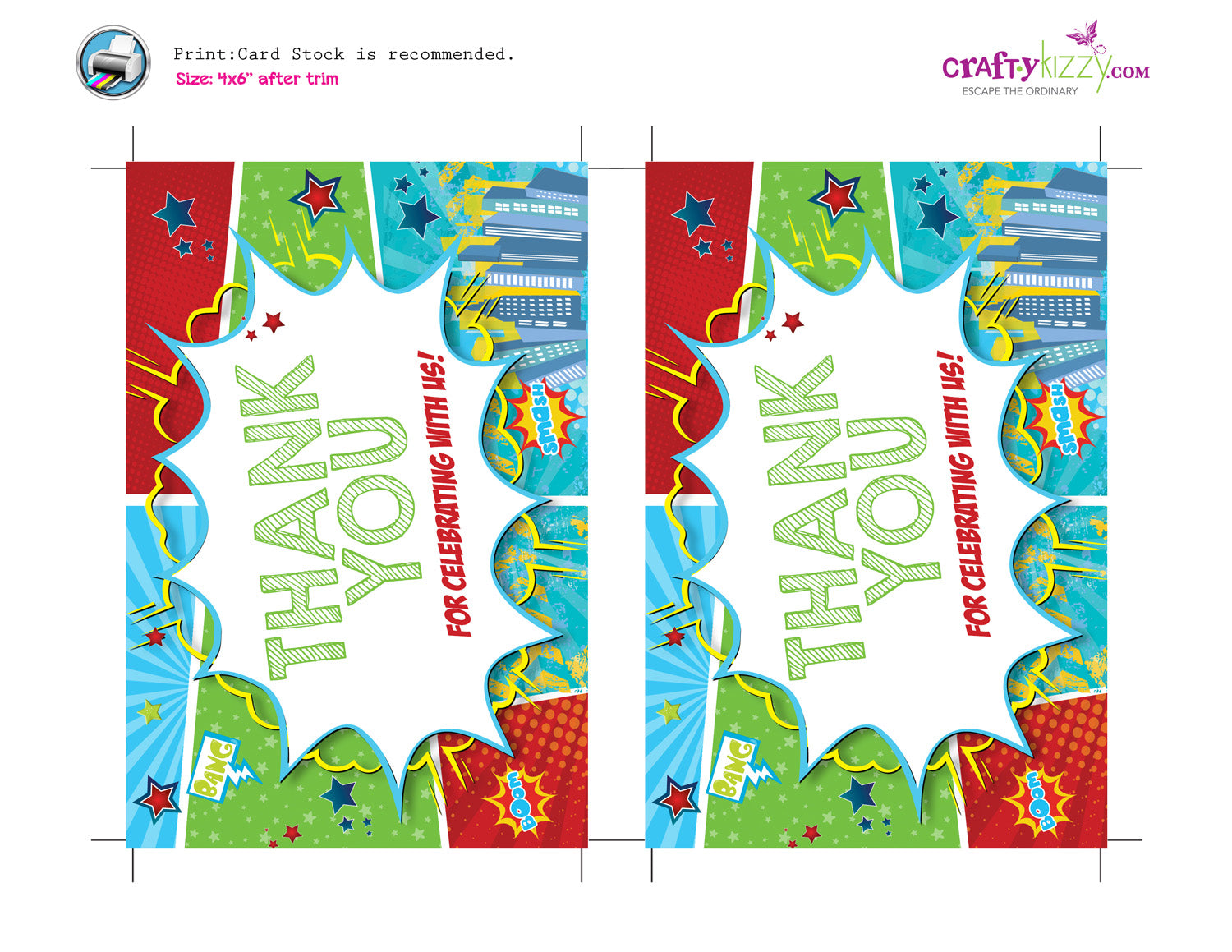 Superhero THANK YOU Card - Printable Comic Style Thank You Cards – CraftyKizzy superhero-thank-you-card-printable-comic-style-thank-you-cards-craftykizzy