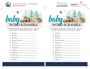 printable baby word scramble shower game