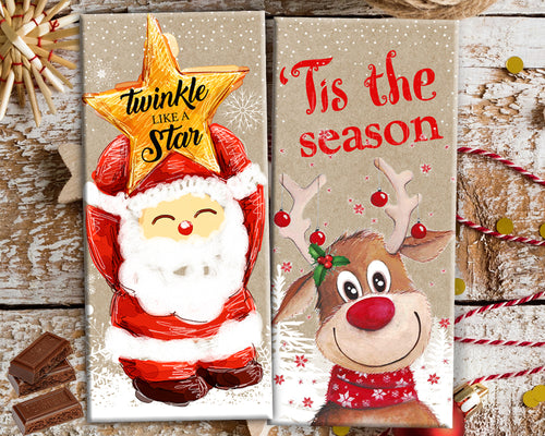 Christmas Chocolate Bar Wrapper Printable Favors - Tis The Season Hershey's Bar Label - INSTANT DOWNLOAD - CraftyKizzy