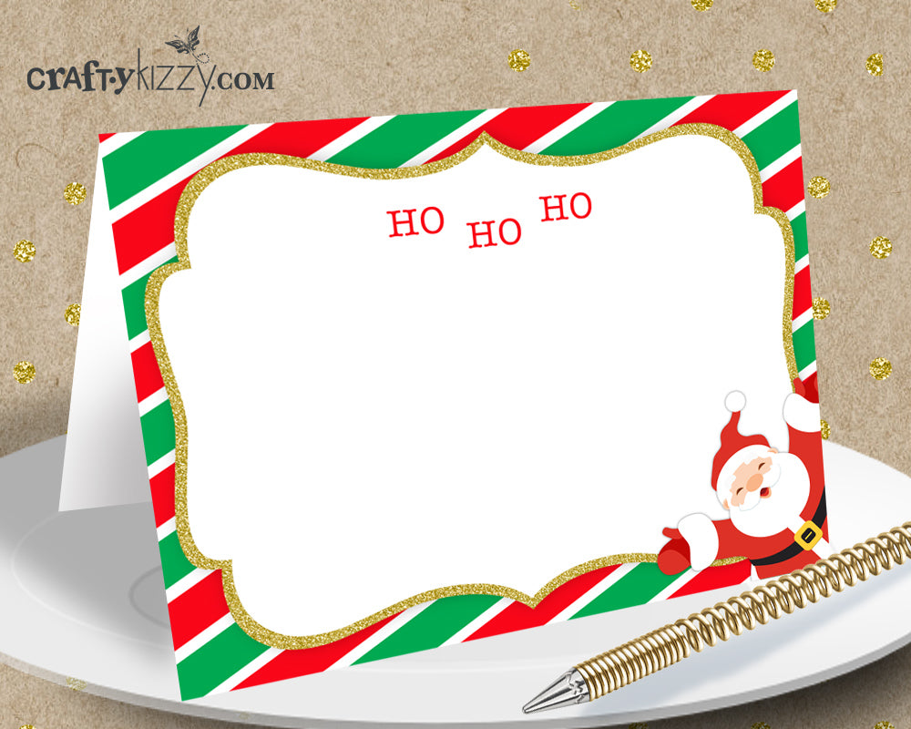 Christmas Table Tent - Printable Food Tents Holiday Table Decorations - Santa Place Cards - Buffet Card - INSTANT DOWNLOAD - CraftyKizzy