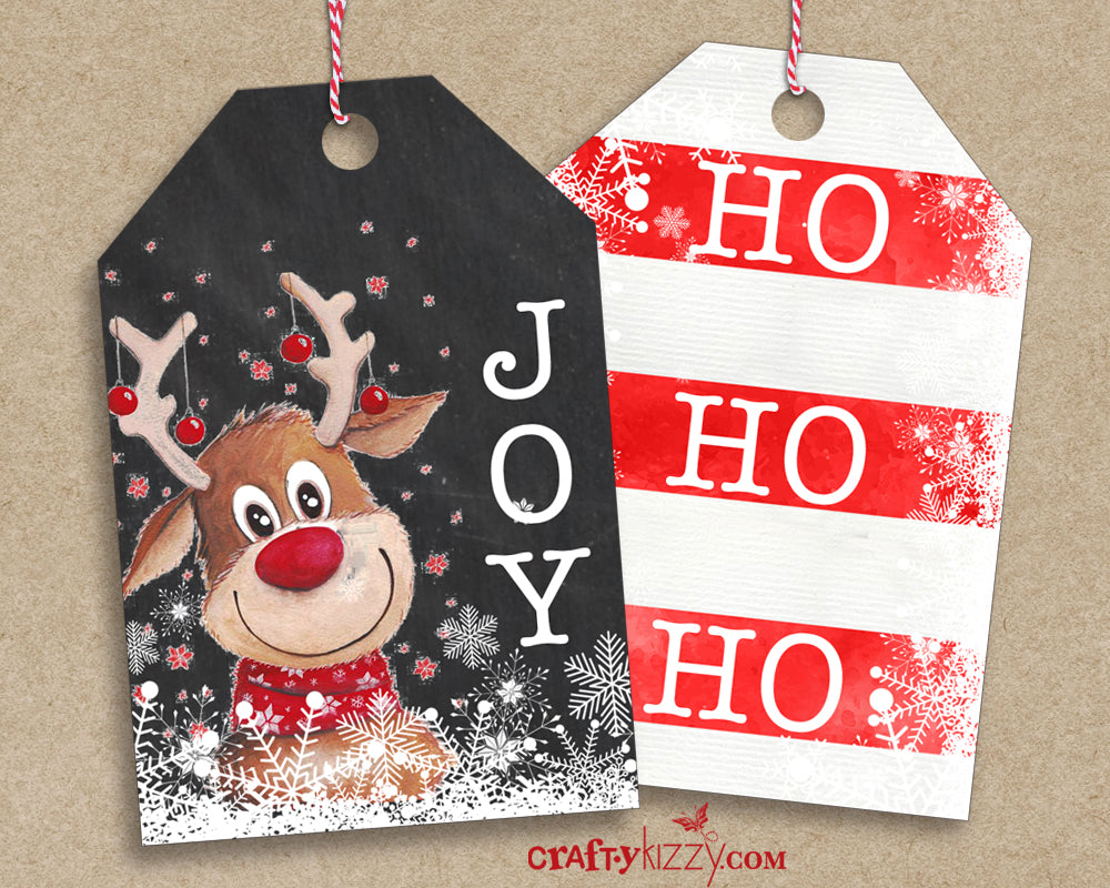 Christmas Favor Tags - Joy Holiday Tags - Ho Ho Ho Tags - Holiday Gift Tags - INSTANT DOWNLOAD - CraftyKizzy