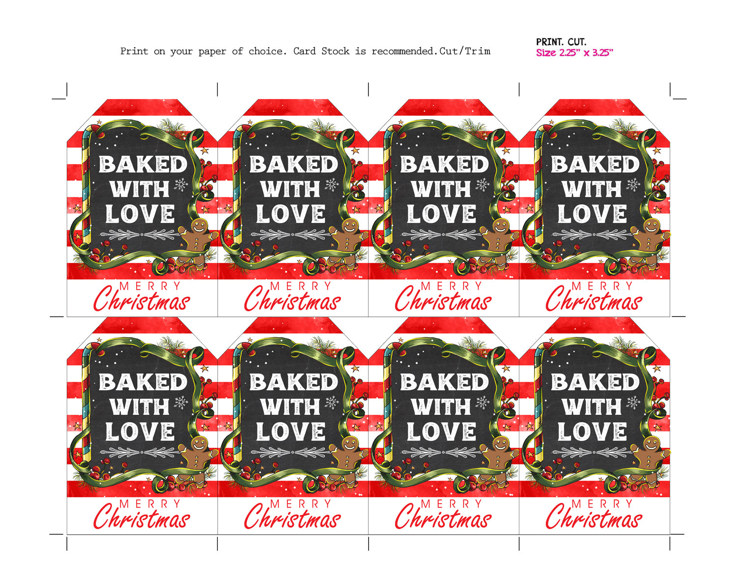 Baked With Love Christmas Gift Tags - Merry Christmas Tags - Cookie Ex –  CraftyKizzy