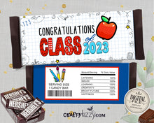 Preschool Graduation Candy Wrapper - Class of 2023 Congratulations Candy Bar Labels - Printable Graduation Party Favor Wrappers - INSTANT DOWNLOAD