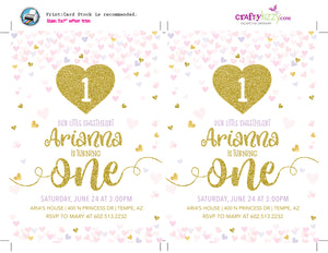 Heart First Birthday Invitation - Girl Valentines Birthday Invitations - Our Little Sweetheart Invitation - Confetti Heart Invitation - CraftyKizzy