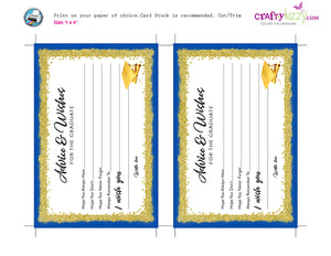 Blue and Gold Graduation Advice Cards for the Graduate - DIY High School or College Party Favor INSTANT DOWNLOAD - CraftyKizzy