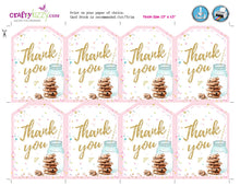 Cookie Decorating Birthday Favor Tags Personalized Cookie Baby Shower Favors - Cookies and Milk Party Tag - Pink and Gold
