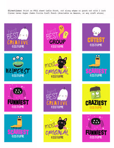 Halloween Costume Contest Award Stickers - Best Costume Sticker - Scariest Costume Kid Badge - Contest Prize Ribbons - Funniest Weirdest - INSTANT DOWNLOAD