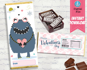 Cute Valentine's Day Candy Bar Wrapper - Girls Bear Valentine Party Favor - Candy Gram Classroom Favor Label - INSTANT DOWNLOAD - CraftyKizzy