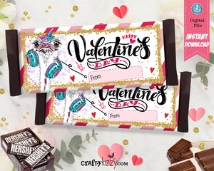 Valentine's Day Candy Bar Wrapper - Giraffe Hershey's Chocolate Bar Wrapper - Valentines Day Party Favors - Classroom Card - INSTANT DOWNLOAD