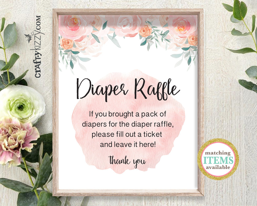 PINK ROSES DIAPER RAFFLE SIGN