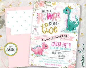 wild one dinosaur First Birthday invitation