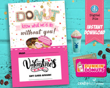 Teacher Valentine's Day Gift Card Holder - Coffee Gift Card Printable  - Donut Valentine Card - Donut Puns - INSTANT DOWNLOAD