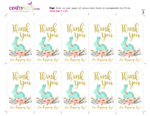 Bunny Thank You Favor Tags - Floral Easter Bunny Tags - Watercolor Thank You Tags - INSTANT DOWNLOAD - CraftyKizzy