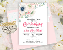 Floral Baptism Invitations - Girl Holy Communion Invitation - First 1st Holly Communion - Naming Day - Dedication - LDS JW Baptism