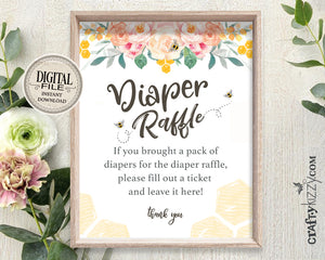 honey comb diaper raffle table sign