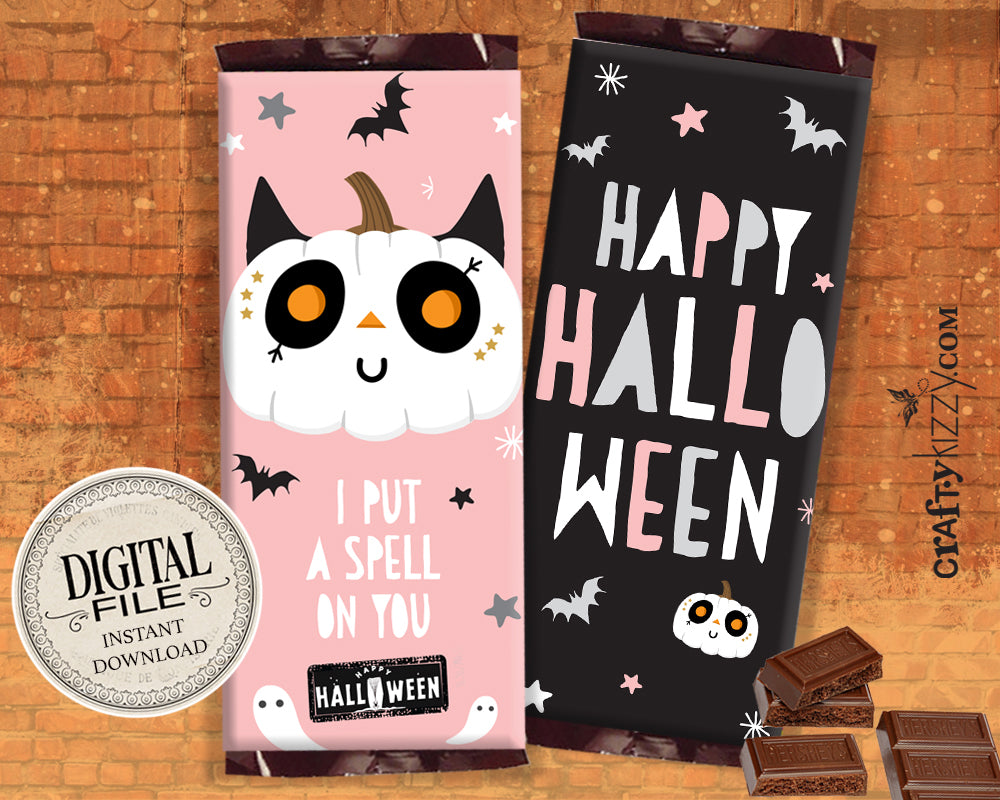 Trick or Treat Chocolate Bar Wrapper - Halloween Party Favor - Printable Hershey's Candy Bar Label - Happy Halloween - INSTANT DOWNLOAD