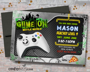 Gamer Birthday Invitations - Game On Boy Birthday Invite - Video Game Invitation - Battle Royale Gaming Party - CraftyKizzy