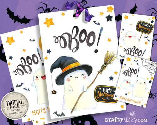 Boo Happy halloween favor tags