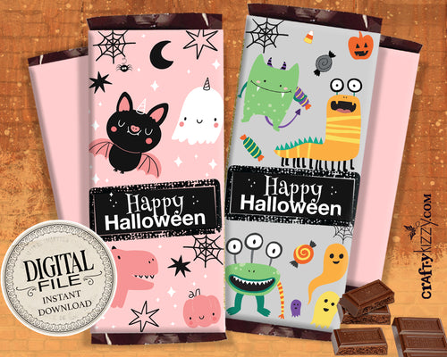 Halloween Candy Bar Wrapper - Spooky Ghost Hershey's Bar Label - Ghost Costume Party Favors - Pink Kids Spooktacular - INSTANT DOWNLOAD