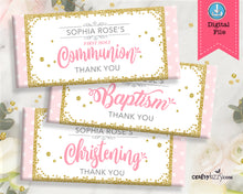 Girl Baptism Candy Wrapper - First Holy Communion Party Favors - Christening Chocolate Bar Label - Personalized - CraftyKizzy