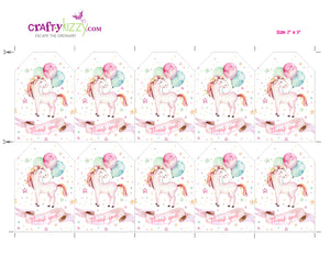 Baby Shower Unicorn Favor Tag - Unicorn Birthday Party Tags - Thank You Tag Favors - INSTANT DOWNLOAD