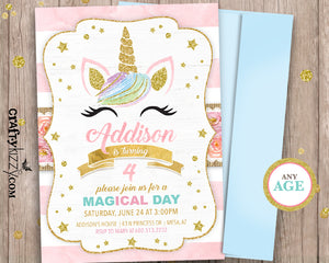 Joint Unicorn Birthday Party Invitation