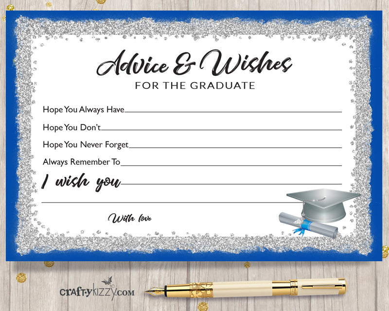 Blue and Silver Graduation Advice Cards for the Graduate