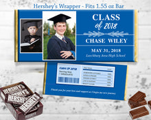 Blue and White Graduation Party Favor Chocolate Bar Wrapper Printable Grad Favors - Time Flies - Hershey's Bar Label Personalized - CraftyKizzy