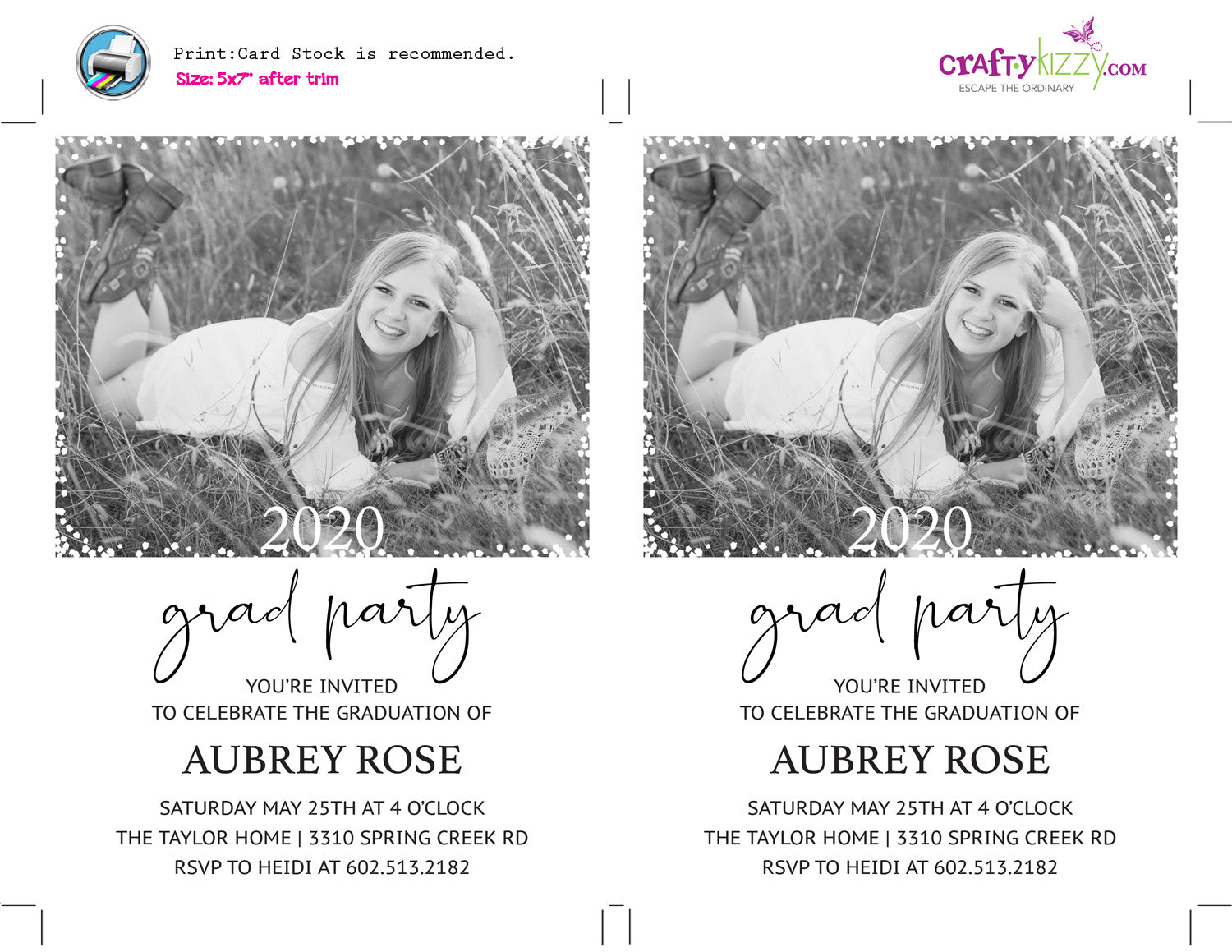 Modern Graduation Invitation - Senior Grad Announcement Card CraftyKizzy Modern Graduation Invitation - Senior Grad Announcement Card CraftyKizzy