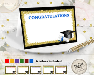 Graduation Food Tents - Congratulations Table Tents - Printable Table Decorations - Place Cards - Buffet Card - 6 Colors - INSTANT DOWNLOAD