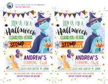 Halloween Birthday Invitation Dinosaur Invitation for kids Fall Birthday Invitations