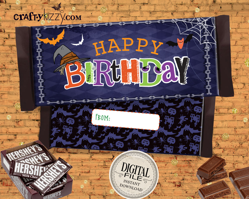 Halloween Happy Birthday Candy Bar Wrappers