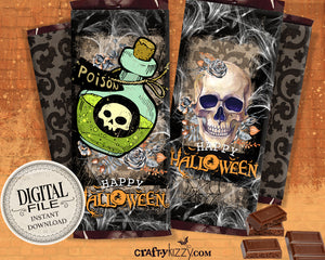 Halloween Chocolate Bar Wrapper - Block Party Candy Favors - Happy Halloween Hershey's Bar Label - Printable Trick or Treat Wrappers - INSTANT DOWNLOAD