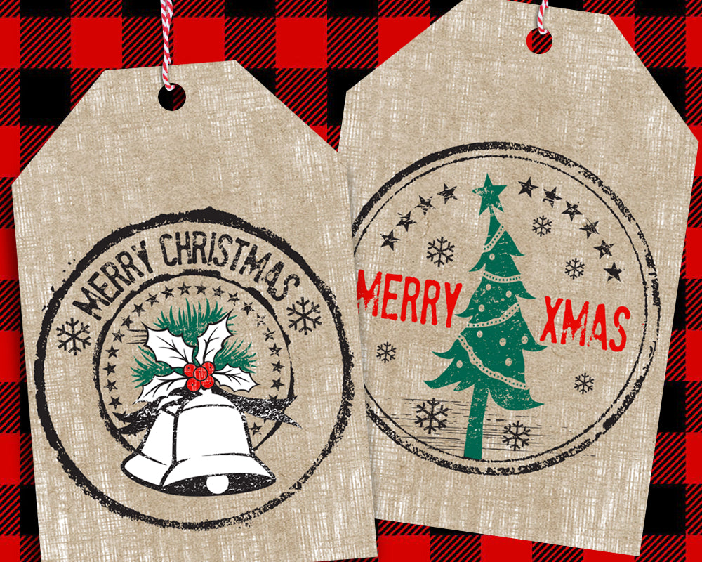 vintage diy merry christmas gift tags - printable rustic holiday