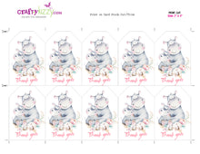 Hippo Baby Shower Thank You Tags - Hippopotamus Birthday Party Favor Tag - Hip Hip Hooray Gender Unknown Thank You Favors - INSTANT DOWNLOAD