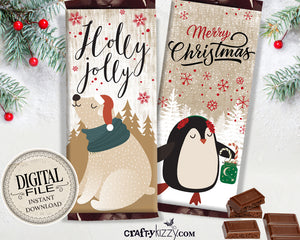 Christmas Chocolate Bar Wrappers - Merry Christmas Hershey's Bar Label - Holly Jolly Teacher Gift - INSTANT DOWNLOAD