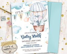 woodland, animals watercolor, hot air balloon invitation,