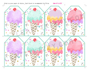 Ice Cream Thank You Favor Tags - Triple Scoop Party Favors - Ice Cream Tag - Party Decor - INSTANT DOWNLOAD #9999