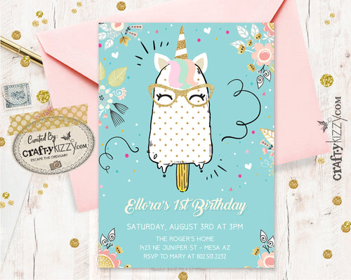 First Birthday Ice Cream Invitation