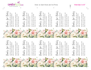 Floral Baby Shower Books For Baby Card - Girl In Full Bloom Baby Shower Book Request Insert - Floral Library Request Card - INSTANT DOWNLOAD