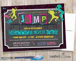 Trampoline Birthday Invitations