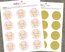 Pink & Gold Glitter Confetti Thank You Favor Tags - Baby or Bridal Shower Favors Wedding Tags 2 inch Circles - INSTANT DOWNLOAD - CraftyKizzy