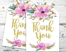 Floral Thank You Favor Tags - Purple Watercolor Thank You Tags - Bridal Shower Baby Shower Birthday Thank You Tags - INSTANT DOWNLOAD - CraftyKizzy