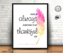 Motivational Art Print - Inspirational Quote Digital Wall Decor - Watercolor Prints Thankful - INSTANT DOWNLOAD - CraftyKizzy