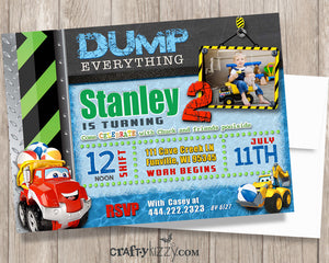 Construction Pool Party Birthday Invitation - Boy Construction Birthday Party -  Invitations - CraftyKizzy