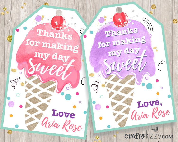 Ice Cream Party Ribbon Banner Happy Birthday